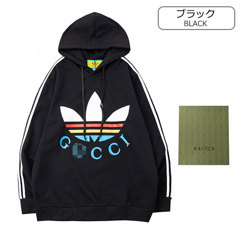 グッチ × アディダス コラボ コピー  パーカー フード 長袖Tシャツ