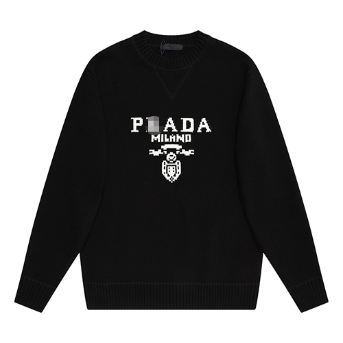 プラダ服コピーニット& セーター♡ ブラック ♡ PRADAロゴポイント ♡ カジュアル感　♡ S~XL ♡