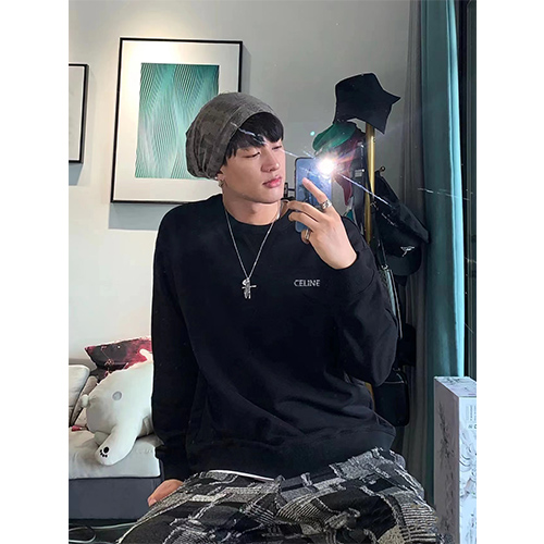 セリーヌ長袖 スウェットTシャツ ♡ CELINEロゴポイント ♡ 2カラー ♡ XS~L ♡