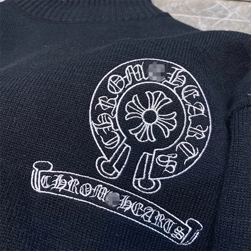 クロムハーツ服コピー  ニット  ♡ タートルネック   ♡ ブラック&グレー    ♡