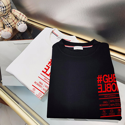 モンクレール偽物 長袖 スウェットTシャツ高品質 ♡ 赤い文字 ポイント ♡ ブラック&ホワイト ♡