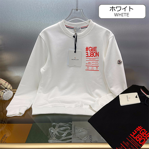モンクレール偽物 長袖 スウェットTシャツ高品質 ♡ 赤い文字 ポイント ♡ ブラック&ホワイト ♡