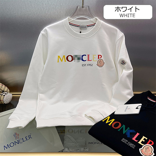 モンクレール偽物 長袖 スウェットTシャツ高品質 ♡ MONCLER彩色の文字ポイント ♡ ブラック&ホワイト ♡