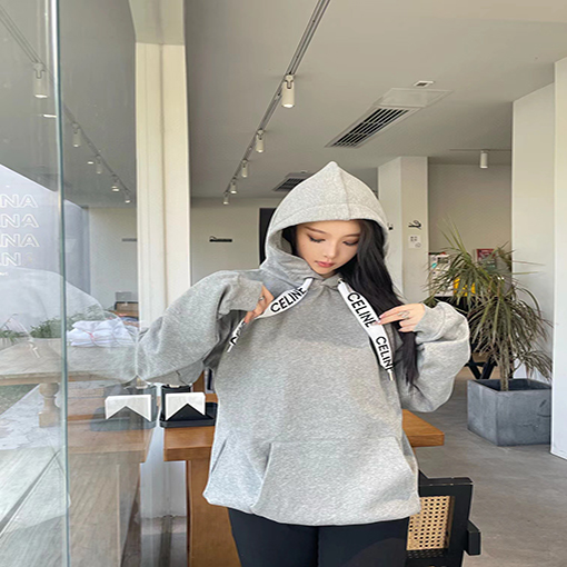 【超美品✨】 セリーヌ 偽物 ♡ フード付き ルーズスウェット パーカー ♡ グレー・ブラック ♡ S~L ♡