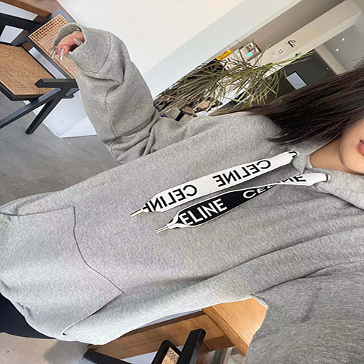 【超美品✨】 セリーヌ 偽物 ♡ フード付き ルーズスウェット パーカー ♡ グレー・ブラック ♡ S~L ♡