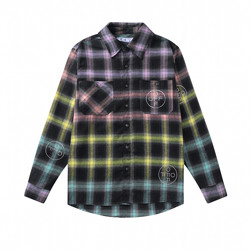 特別T-Shirt  オフホワイト チェック シャツ   OWカラーチェックホットピース シャツ