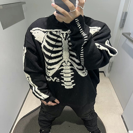 セント マイケルX VLONE KNIT BONE 骸骨 ニット  セーター  オーバーサイズ