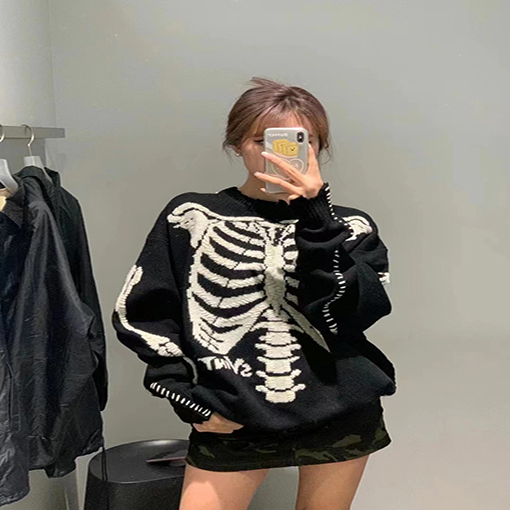 セント マイケルX VLONE KNIT BONE 骸骨 ニット  セーター  オーバーサイズ