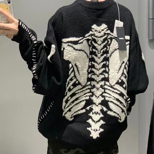 セント マイケルX VLONE KNIT BONE 骸骨 ニット  セーター  オーバーサイズ