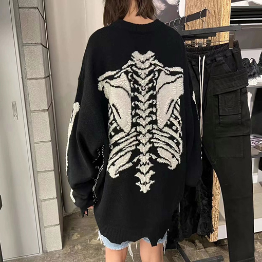 セント マイケルX VLONE KNIT BONE 骸骨 ニット  セーター  オーバーサイズ