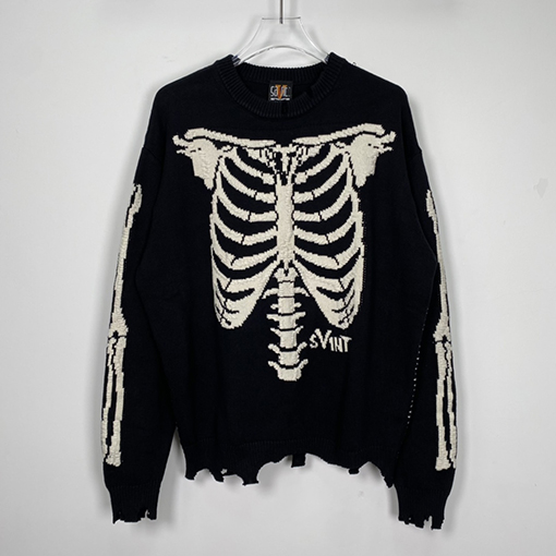 セント マイケルX VLONE KNIT BONE 骸骨 ニット  セーター  オーバーサイズ