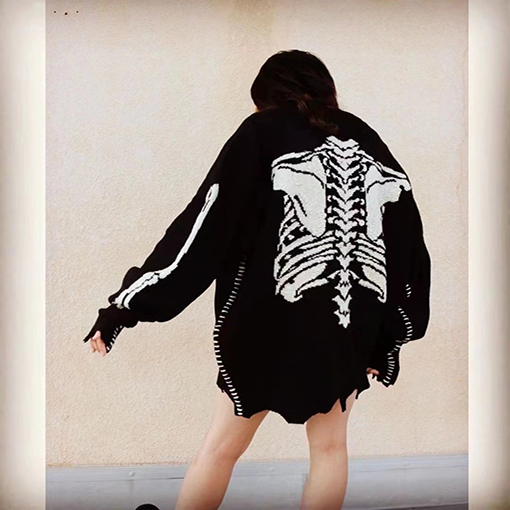 セント マイケルX VLONE KNIT BONE 骸骨 ニット  セーター  オーバーサイズ