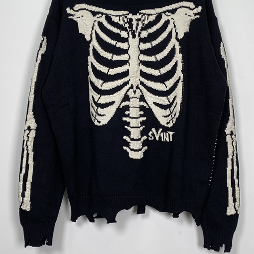 セント マイケルX VLONE KNIT BONE 骸骨 ニット  セーター  オーバーサイズ