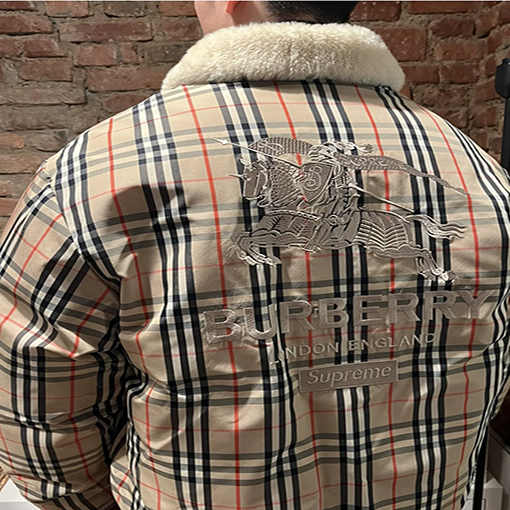 【コラボシリーズ✨】Supreme x Burberryコピー チェック ダウンジャケット★ Shearling Collar Down Puffer Jacket★