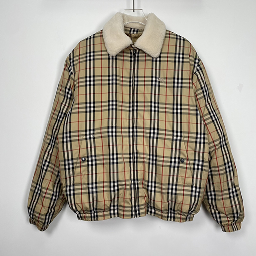 【コラボシリーズ✨】Supreme x Burberryコピー チェック ダウンジャケット★ Shearling Collar Down Puffer Jacket★