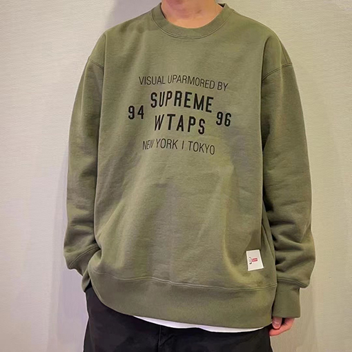 【コラボシリーズ✨】Supreme FW21 X WTAPSコピー ★ SUPRE WTAPSロゴスウェット長袖 Tシャツ2色★