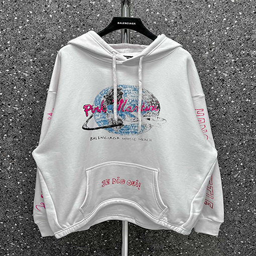 【超美品✨】バレンシアガ フード パーカー ★ JE DiS oui ロゴ プリント ★ オーバーサイズ ★