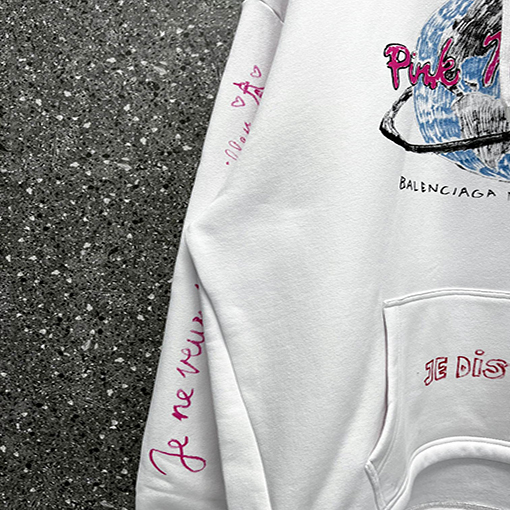 【超美品✨】バレンシアガ フード パーカー ★ JE DiS oui ロゴ プリント ★ オーバーサイズ ★