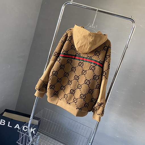 【入荷 】グッチフリースジャケットアウター ダブルGロゴ ワンカラー S.M.L