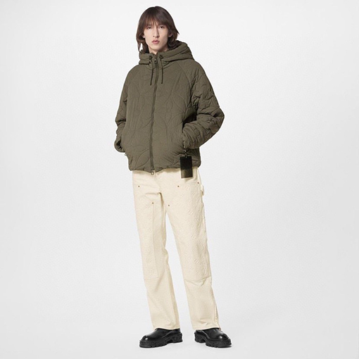 ルイヴィトン服偽物 中綿 ジャケットアウター ミリタリーグリーンカラー
