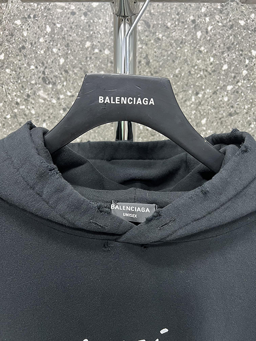 バレンシアガ人気高品質フード パーカー  BALENCIAGAサインの文字 　 ブラック・ホワイト