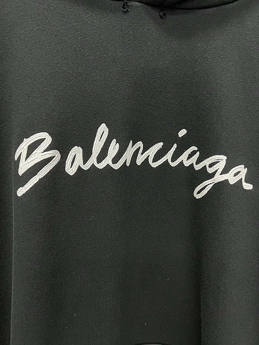 バレンシアガ人気高品質フード パーカー  BALENCIAGAサインの文字 　 ブラック・ホワイト