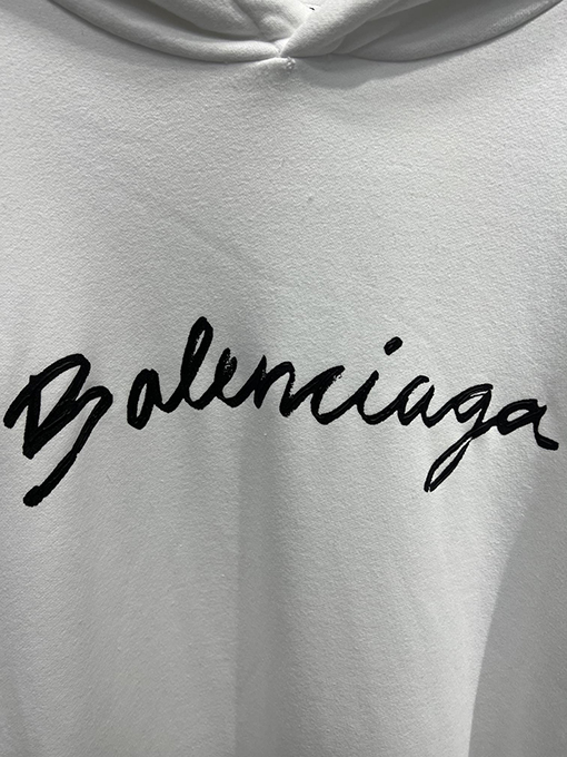 バレンシアガ人気高品質フード パーカー  BALENCIAGAサインの文字 　 ブラック・ホワイト
