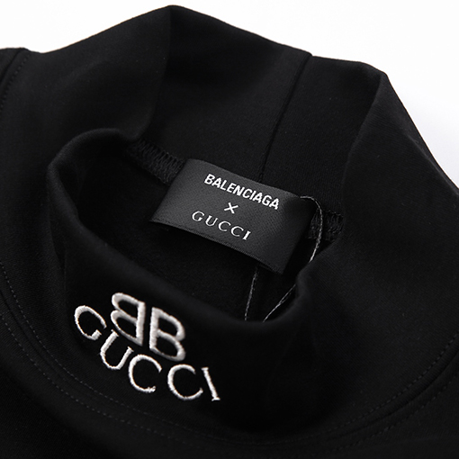 コラボシリーズ グッチ x バレンシアガ コピー 長袖 Tシャツ 襟BBGucciロゴ
