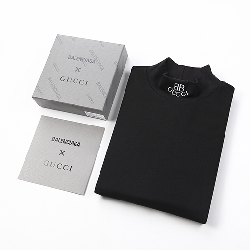 コラボシリーズ グッチ x バレンシアガ コピー 長袖 Tシャツ 襟BBGucciロゴ