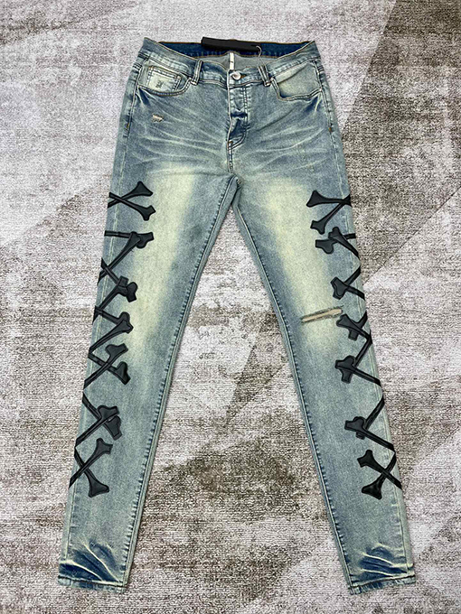 アミリデニムパンツコピー  刺繍骨デニムパンツ