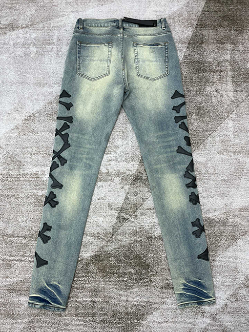 アミリデニムパンツコピー  刺繍骨デニムパンツ