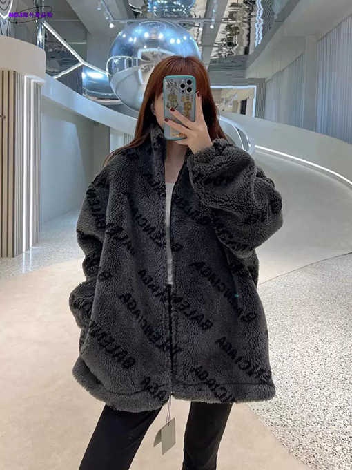 バレンシアガ服偽物フリースジャケットアウターBalenciagaロゴ