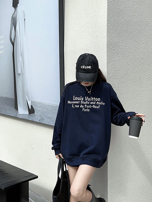 ルイヴィトン偽物 スウェットTシャツ   前後レタリングプリント