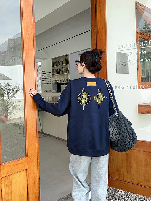 ルイヴィトン服コピー スウェットTシャツ 前後レタリングプリント