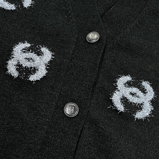 超美品 Chanelニットカーディガン   ダブルCジャカードカシミアカーディガン