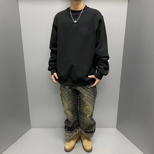ディオール スウェットTシャツ   胸と背中CD五角星刺繍.ブラック．ホワイト
