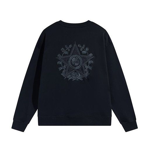 ディオール スウェットTシャツ   胸と背中CD五角星刺繍.ブラック．ホワイト