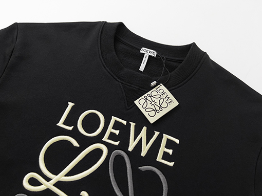 人気再燃!!　 ロエベ22FWクラシックビッグロゴ刺繍ラウンドマンツーマンTシャツ