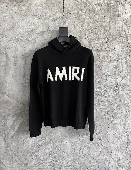 アミリ服スーパーコピー AMIRIロゴプリントロゴ ジャガードニット  フード