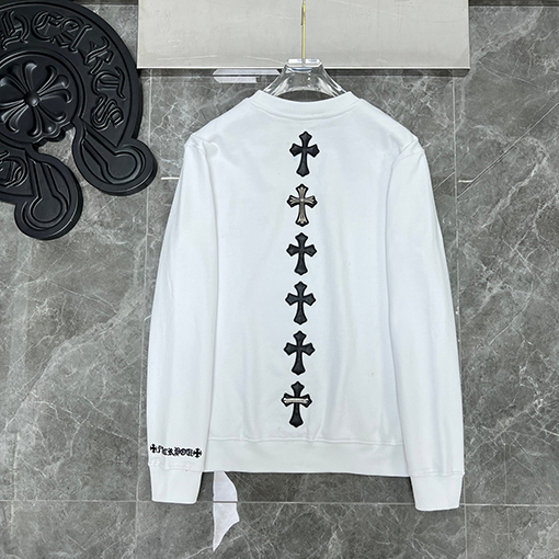 人気  クロムハーツ服コピー   スウェットTシャツ  後ろ十字架刺繍ポイント
