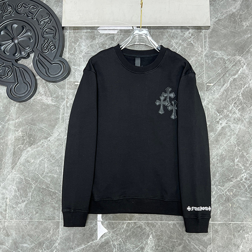 人気  クロムハーツ服コピー   スウェットTシャツ  後ろ十字架刺繍ポイント