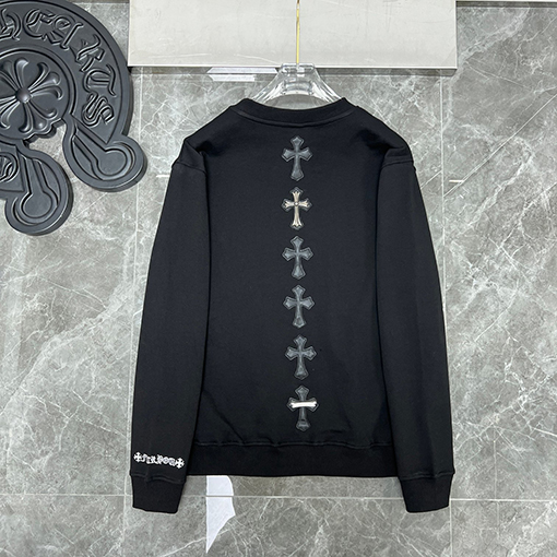 人気  クロムハーツ服コピー   スウェットTシャツ  後ろ十字架刺繍ポイント