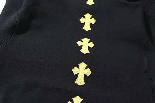 人気 クロムハーツ服コピー スウェットTシャツ 後ろ黄色皮十字架刺繍ポイント