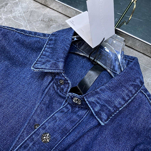 22ss   クロムハーツ服コピー  カラークロス刺繍のデニムシャツ