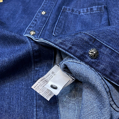 22ss   クロムハーツ服コピー  カラークロス刺繍のデニムシャツ