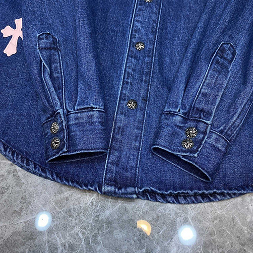22ss   クロムハーツ服コピー  カラークロス刺繍のデニムシャツ