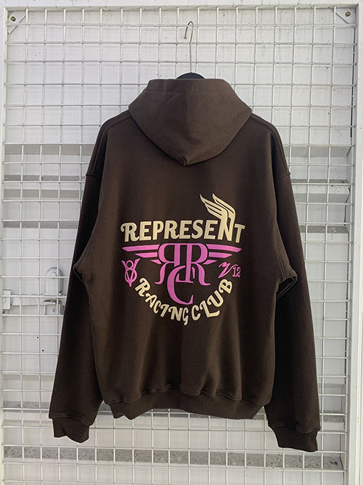 REPRESENT服コピー立体ロゴのプリントフードパーカーアイテム