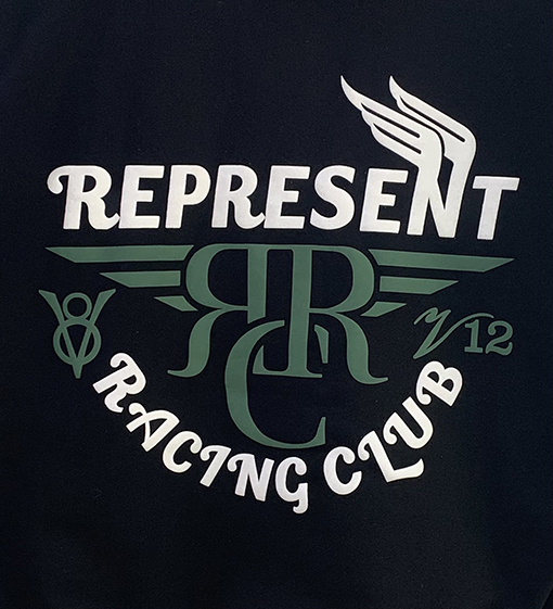 REPRESENT服コピー立体ロゴのプリントフードパーカーアイテム