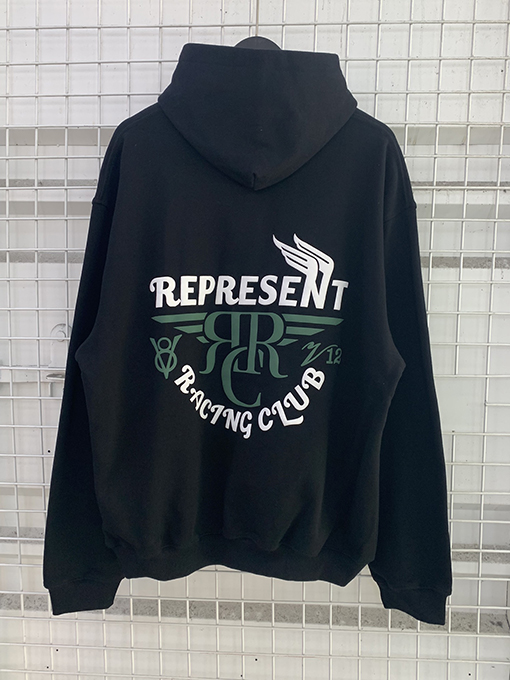 REPRESENT服コピー立体ロゴのプリントフードパーカーアイテム