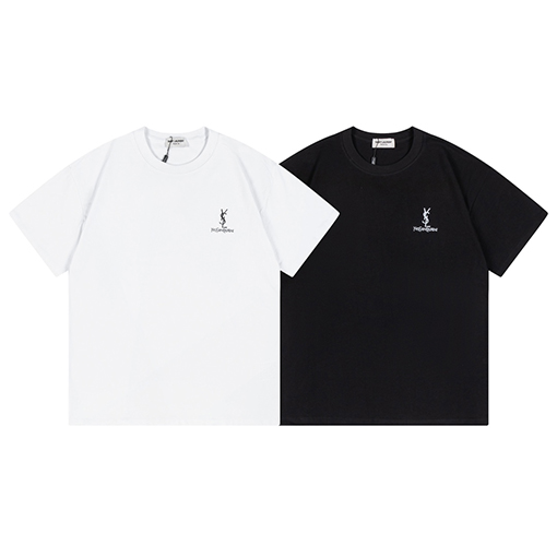 サンローラン服コピー小さなYSLロゴプリント半袖Tシャツ